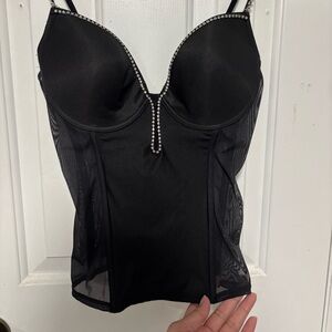 Black Rhinestone Embellished Bustier